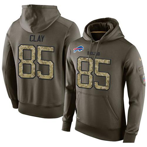 NFL Men's Nike Buffalo Bills #85 Charles Clay Stitched Green Olive Salute To Service KO Performance Hoodie